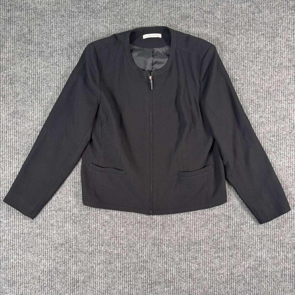 Vintage Peter Nygard Womens XL Black‎ Blazer Zip Front Career Office Work Jacket